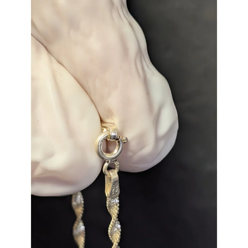 Italian 925 Sterling Silver Twisted Chain Bracelet Vintage 7
